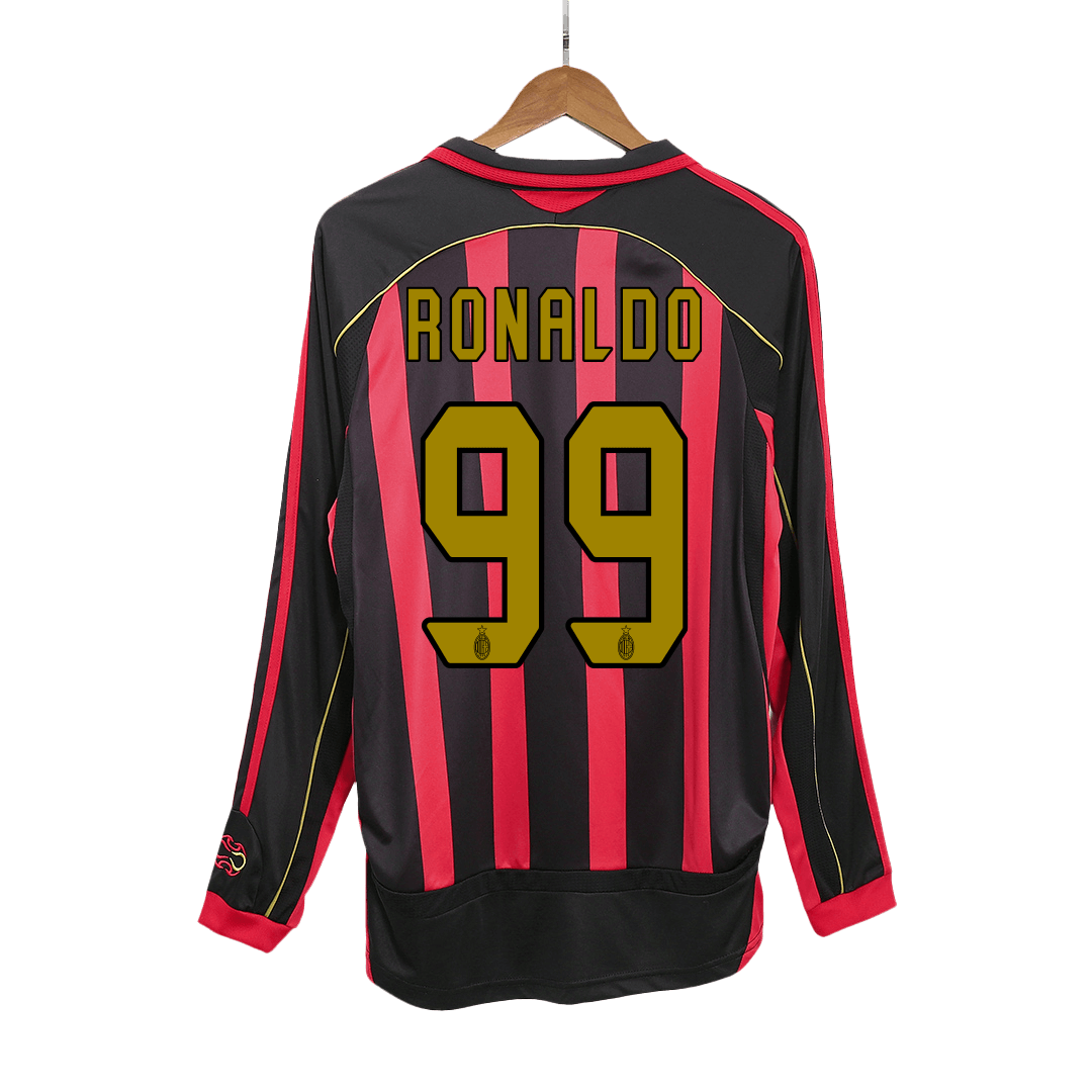 RONALDO #99 AC Milan Retro Jersey Home Long Sleeve Soccer Shirt 2006/07 - bestsoccerstore