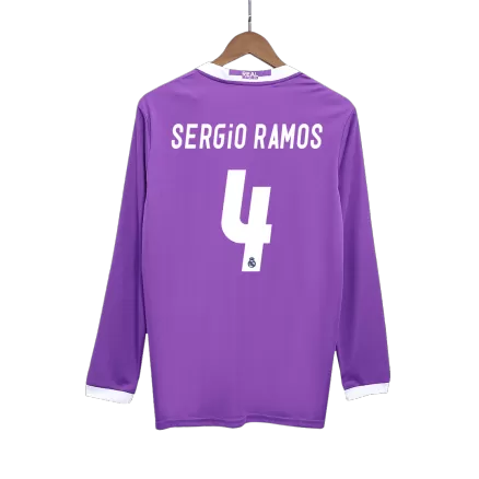 SERGIO RAMOS #4 Real Madrid Retro Jersey Away Long Sleeve Soccer Shirt 2016/17 - bestsoccerstore