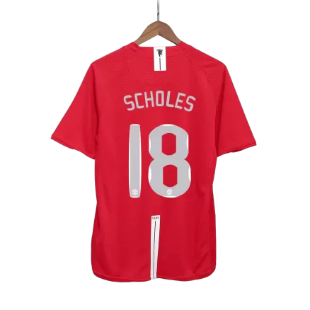 SCHOLES #18 Manchester United Retro Jersey Home Soccer Shirt 2007/08 - UCL Final - bestsoccerstore