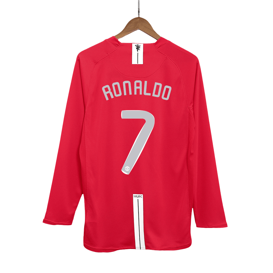 RONALDO #7 Manchester United Retro Jersey Home Long Sleeve Soccer Shirt 2007/08 - bestsoccerstore