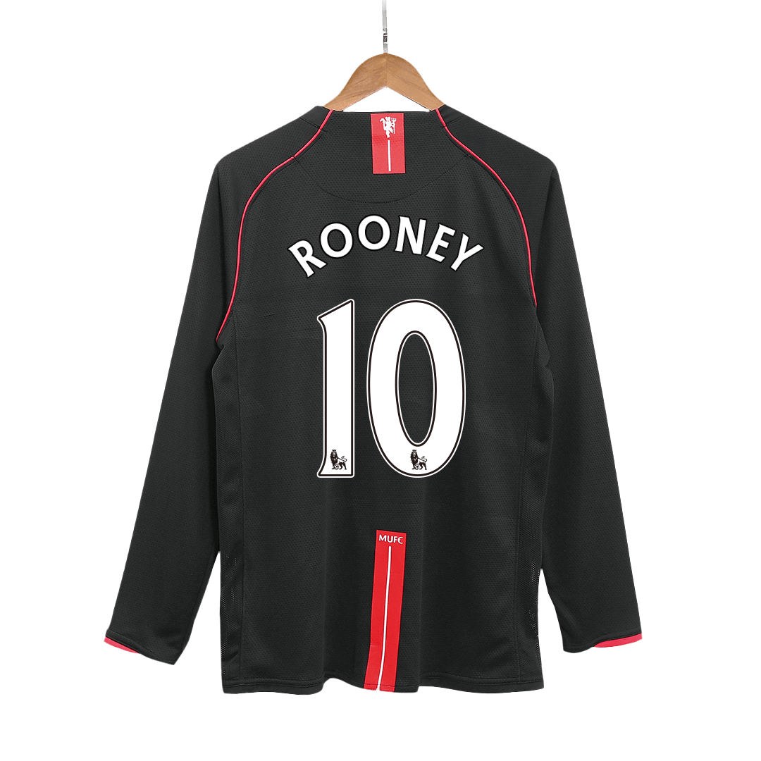 ROONEY #10 Manchester United Retro Jersey Away Long Sleeve Soccer Shirt 2007/08 - bestsoccerstore
