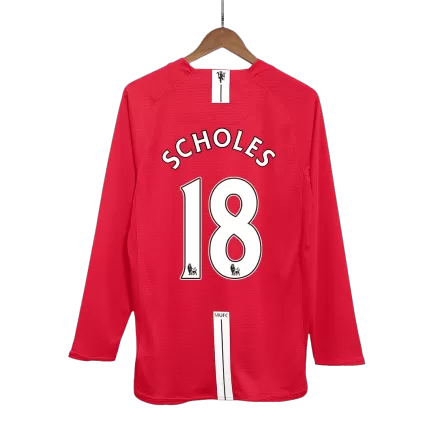 SCHOLES #18 Manchester United Retro Jersey Home Soccer Shirt 2007/08 - bestsoccerstore