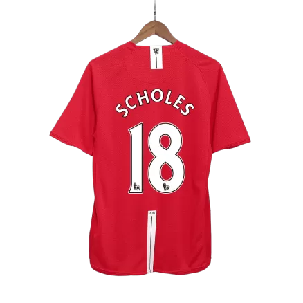 SCHOLES #18 Manchester United Retro Jersey Home Soccer Shirt 2007/08  - bestsoccerstore