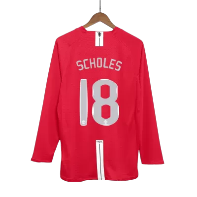 SCHOLES #18 Manchester United Retro Jersey Home Soccer Shirt 2007/08 - UCL Final - bestsoccerstore