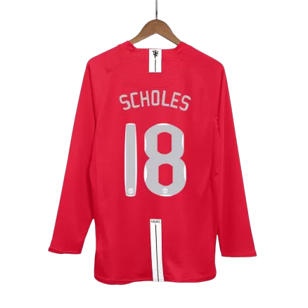 SCHOLES #18 Manchester United Retro Jersey Home Soccer Shirt 2007/08 - UCL Final - bestsoccerstore