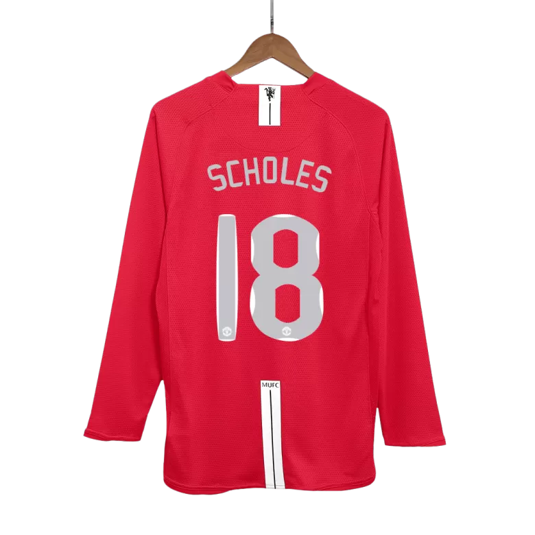 SCHOLES #18 Manchester United Retro Jersey Home Soccer Shirt 2007/08 - UCL Final - bestsoccerstore