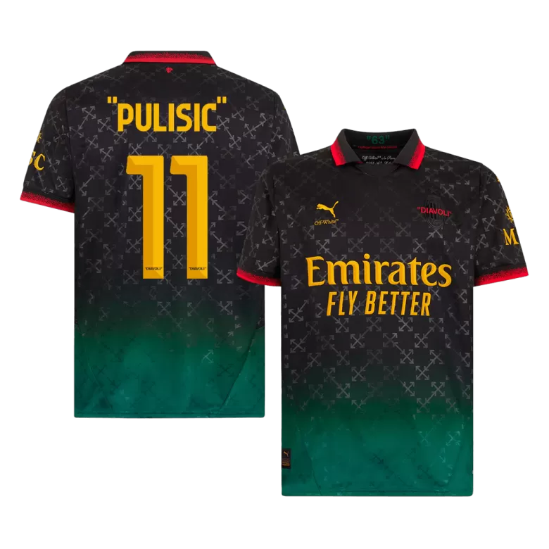 "PULISIC" #11 AC Milan Soccer Jersey Fourth Away Custom Shirt 2024/25 - bestsoccerstore