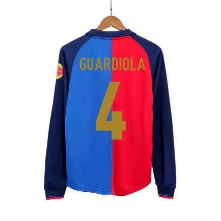 GUARDIOLA #4 Barcelona Retro Jersey Home Long Sleeve Soccer Shirt 1999/00 100th Anniversary - bestsoccerstore