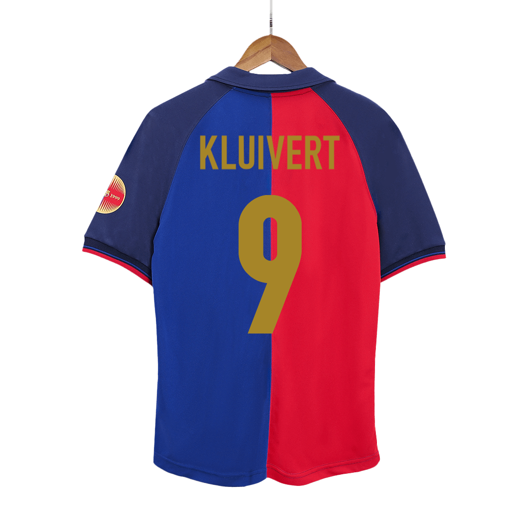 KLUIVERT #9 Barcelona Retro Jersey Home Soccer Shirt 1999/00 100th Anniversary - bestsoccerstore