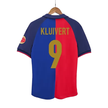 KLUIVERT #9 Barcelona Retro Jersey Home Soccer Shirt 1999/00 100th Anniversary - bestsoccerstore