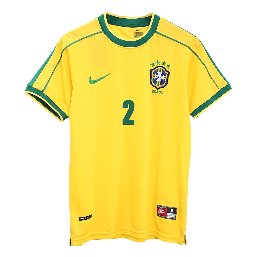 CAFU #2 Brazil Retro Jersey Home Soccer Shirt 1998 -World Cup - bestsoccerstore