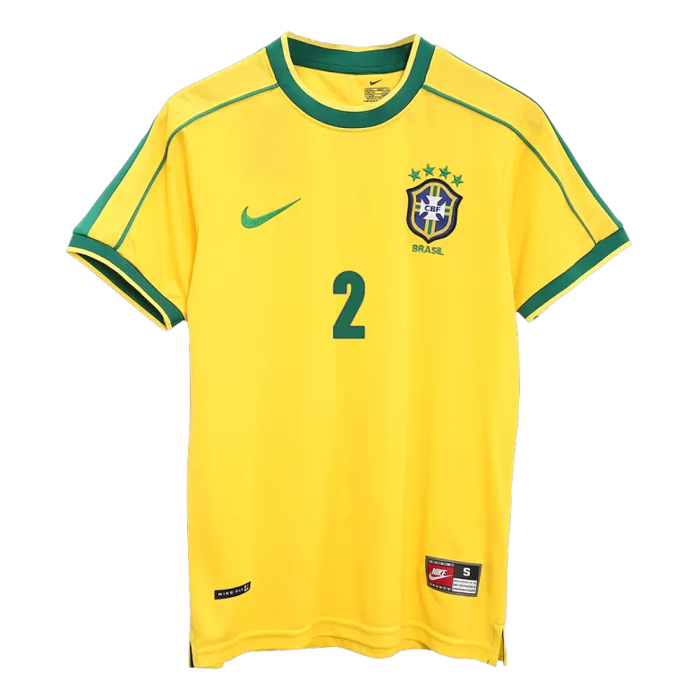 CAFU #2 Brazil Retro Jersey Home Soccer Shirt 1998 -World Cup - bestsoccerstore