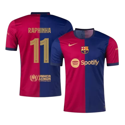 Barcelona Jersey Custom RAPHINHA #11 Soccer Jersey Home 2024/25 -UCL - bestsoccerstore