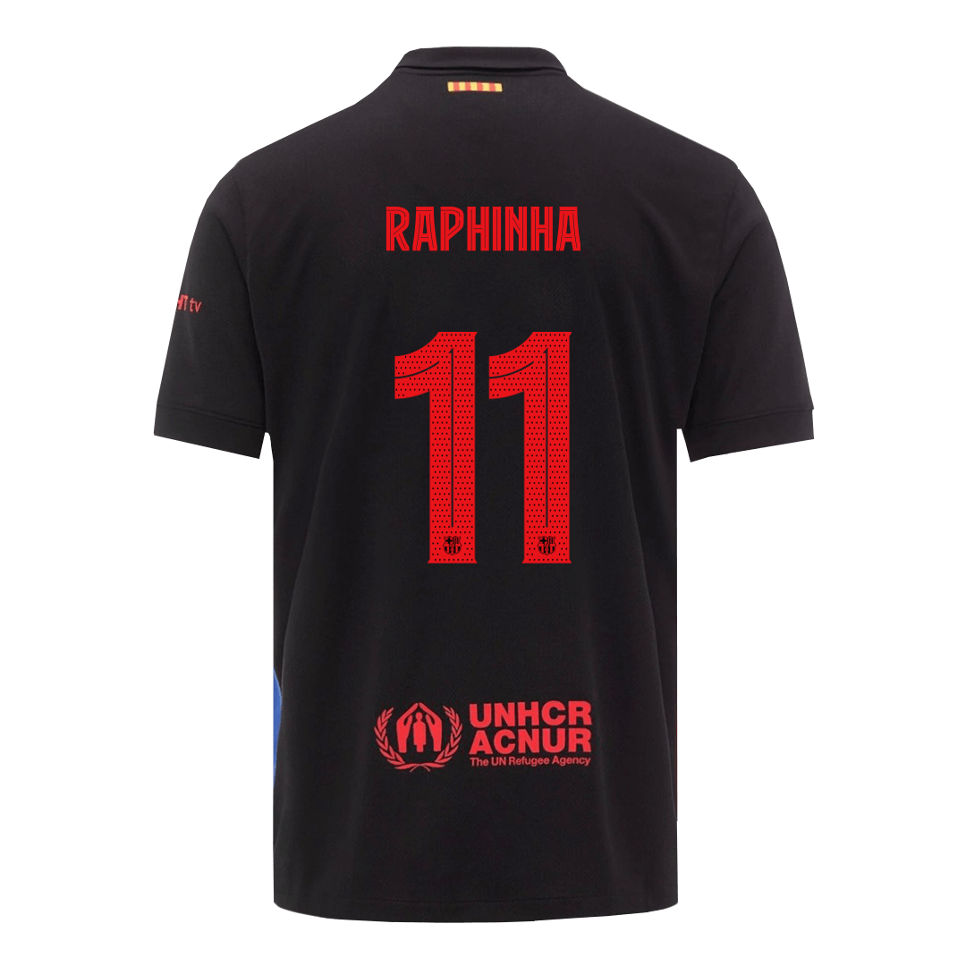 RAPHINHA #11 Barcelona Soccer Jersey Away Custom Shirt - UCL (Spotify Logo Without Text) - bestsoccerstore