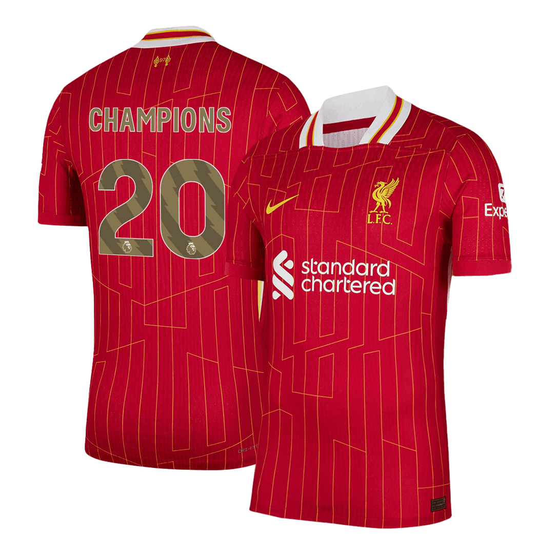 Liverpool CHAMPIONS #20 Custom Player Version Home Soccer Jersey - bestsoccerstore