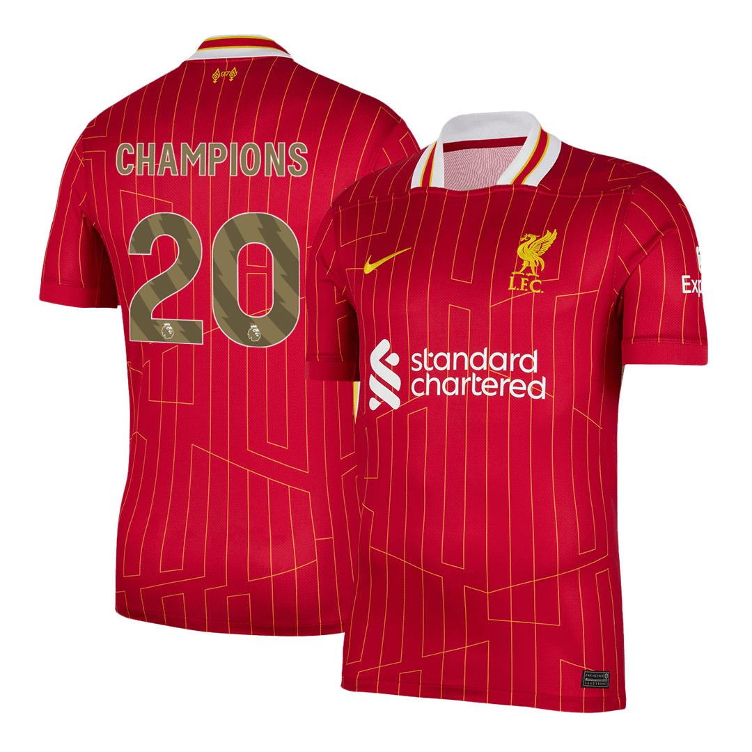 CHAMPIONS #20 Liverpool Soccer Jersey Home Custom Shirt - bestsoccerstore