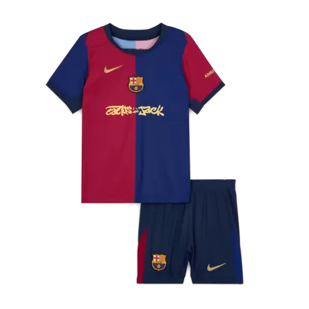 Kids Barcelona X Travis Scott Custom Home Soccer Kits 2024/25 - bestsoccerstore