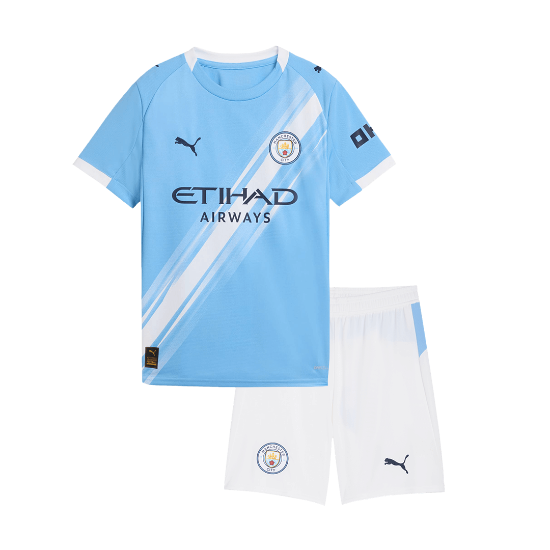 [Free]Kids Manchester City Custom Home Soccer Kits 2025/26 - bestsoccerstore