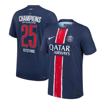 Authentic CHAMPIONS #25 Soccer Jersey PSG Home Shirt 2024/25 CHAMPIONS OF EUROPE - bestsoccerstore