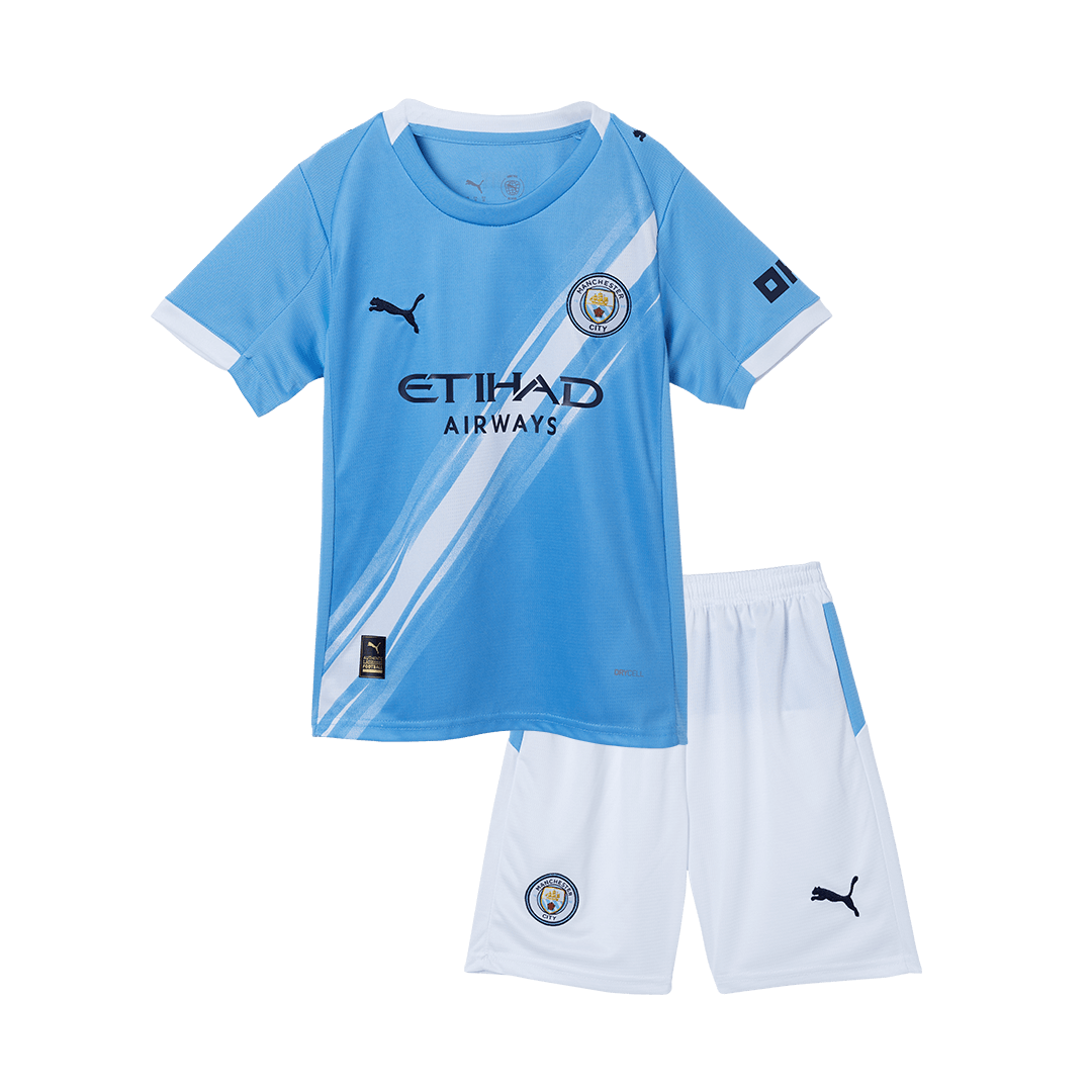 [Free]Kids Manchester City Custom Home Soccer Kits 2025/26 - bestsoccerstore
