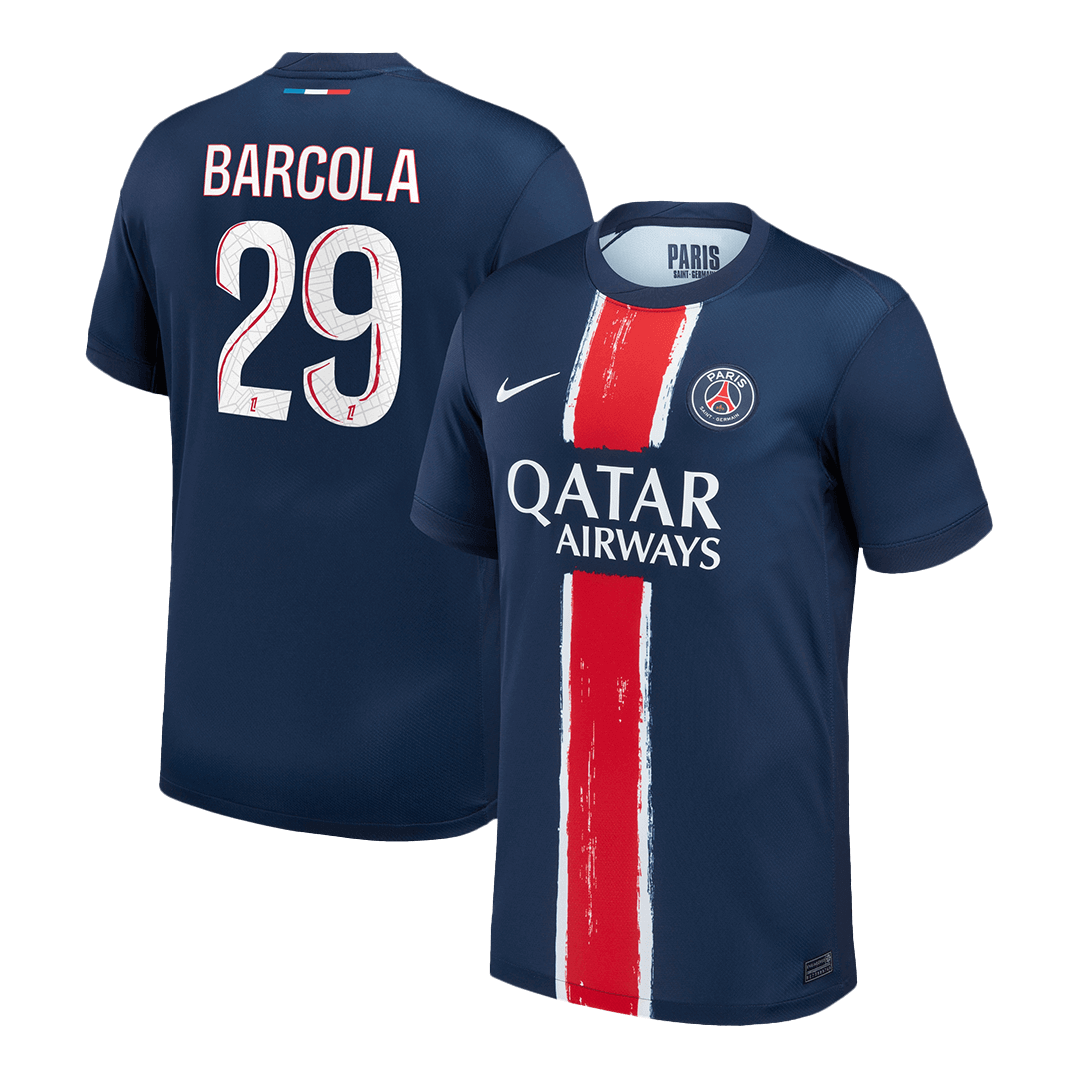 PSG BARCOLA #29 Soccer Jersey Home Custom Shirt - bestsoccerstore