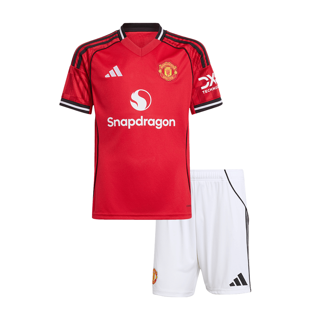 Kids Manchester United Custom Home Soccer Kits 2025/26 - bestsoccerstore