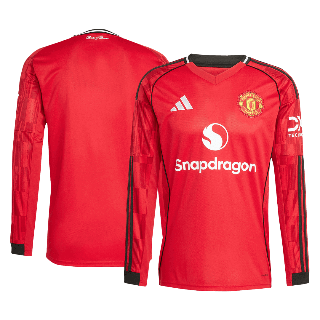 Manchester United Long Sleeve Jersey Home Football Shirt 2025/26 - bestsoccerstore