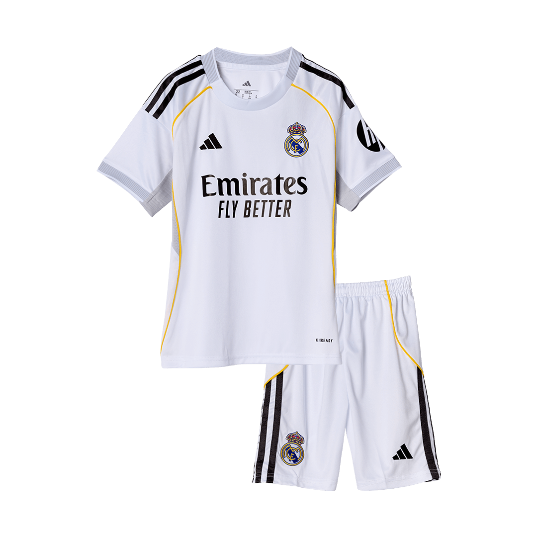 [Free]Kids Real Madrid Custom Home Soccer Kits 2025/26 - bestsoccerstore