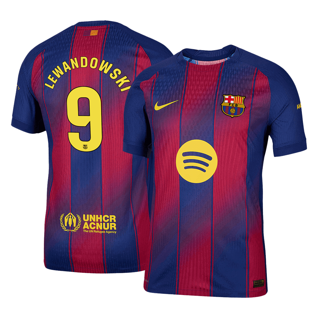 Barcelona LEWANDOWSKI #9 Home Custom Player Version Soccer Jersey 2025/26 - bestsoccerstore