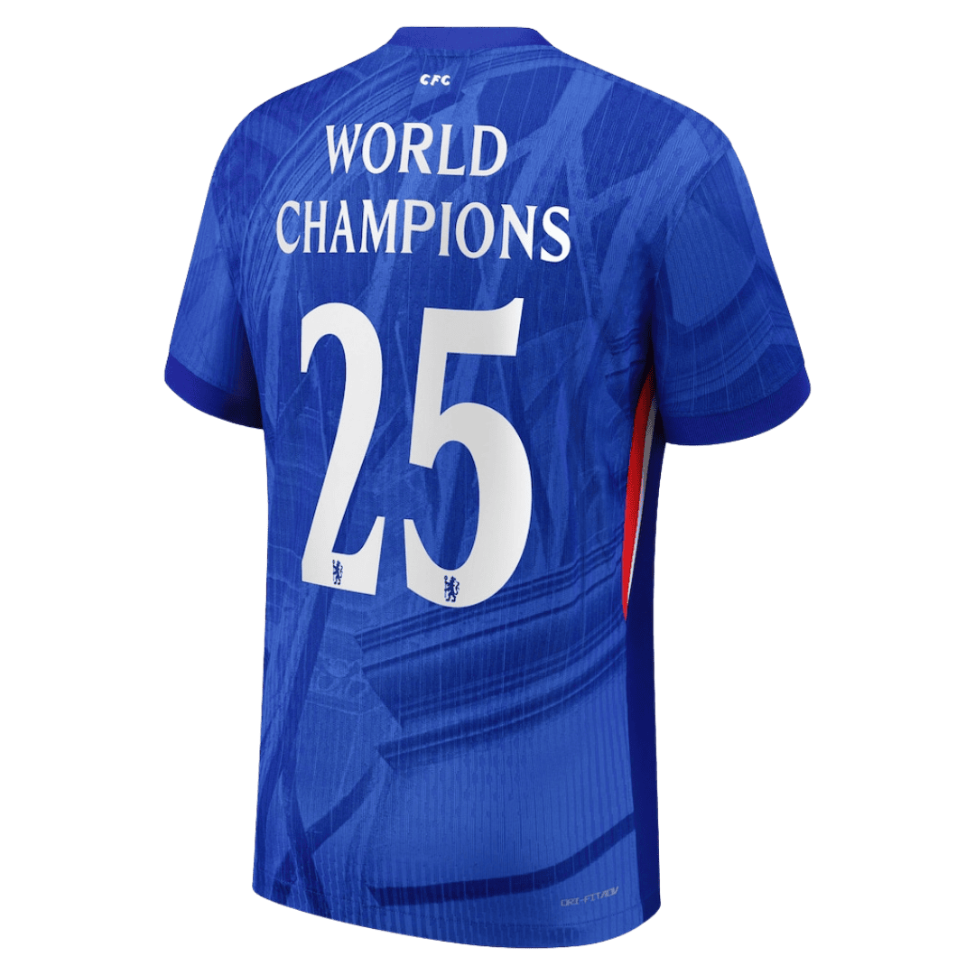 Chelsea WORLD CHAMPIONS #25 Home Custom Player Version Soccer Jersey 2025/26 - with chest badge - bestsoccerstore