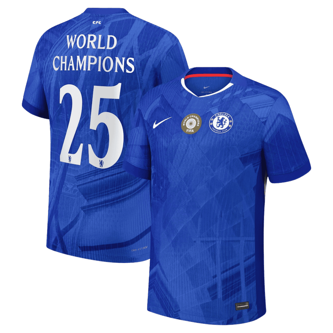Chelsea WORLD CHAMPIONS #25 Home Custom Player Version Soccer Jersey 2025/26 - with chest badge - bestsoccerstore