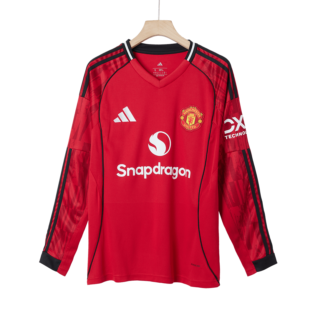 Manchester United Long Sleeve Jersey Home Football Shirt 2025/26 - bestsoccerstore