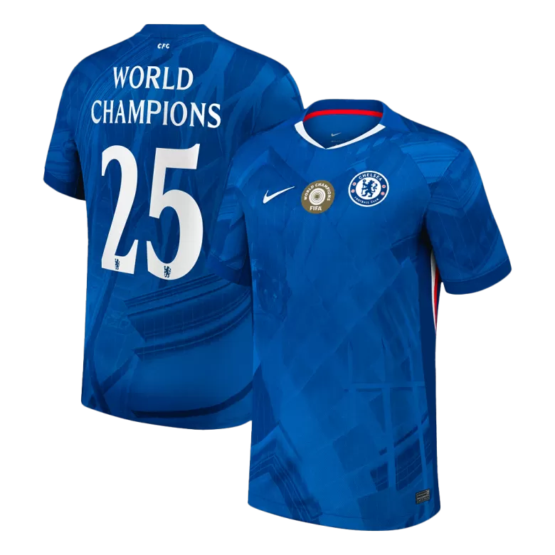 WORLD CHAMPIONS #25 Chelsea Soccer Jersey Home Custom Shirt 2025/26 with chest badge - bestsoccerstore