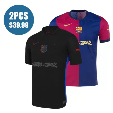 2 Pack - Authentic Barcelona X Travis Scott  2024/25 Home & Away Soccer Jersey Combination - bestsoccerstore