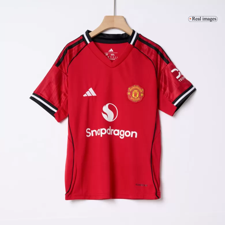 Kids Manchester United Custom Home Soccer Kits 2025/26 - bestsoccerstore