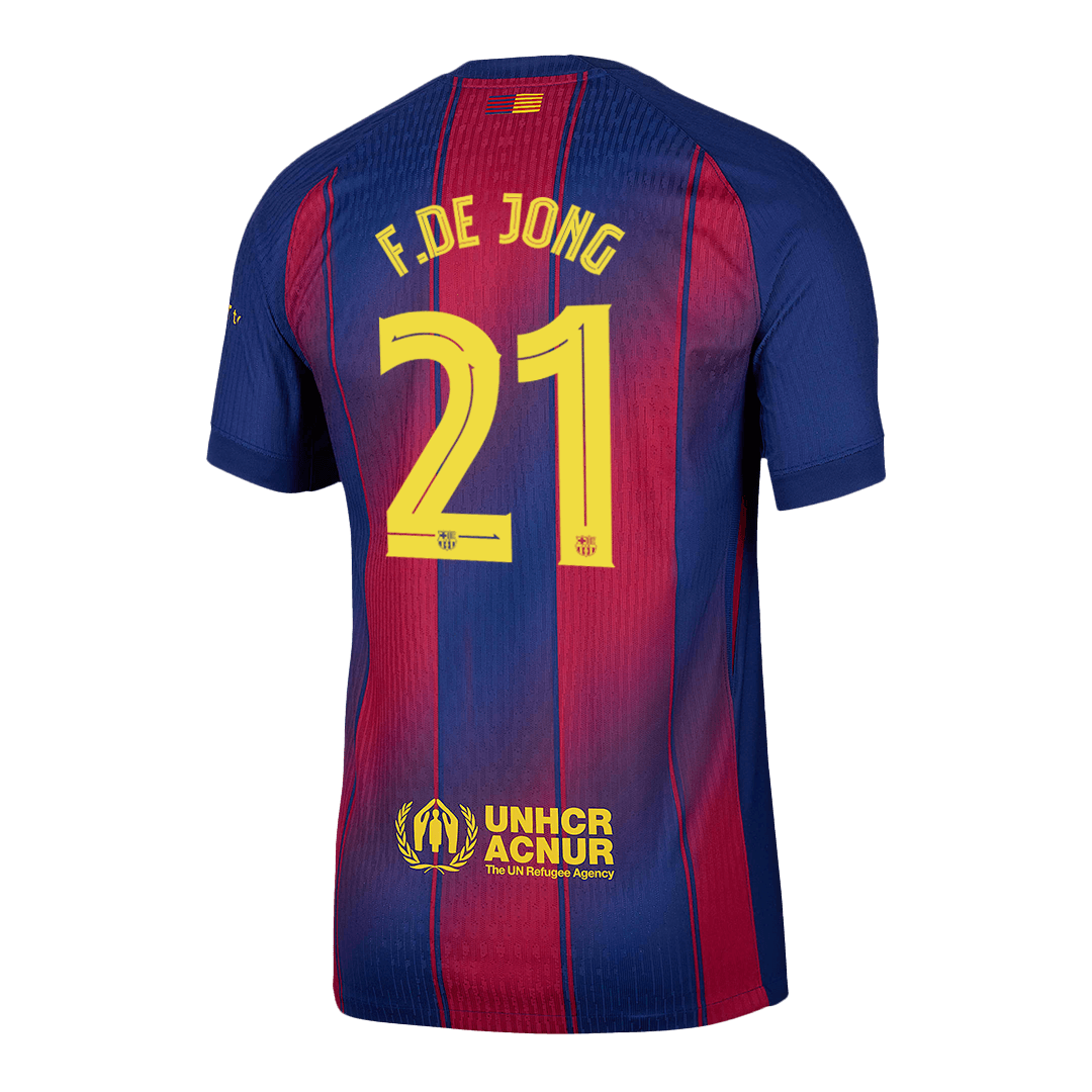 Barcelona F.DE JONG #21 Home Custom Player Version Soccer Jersey 2025/26 - UCL