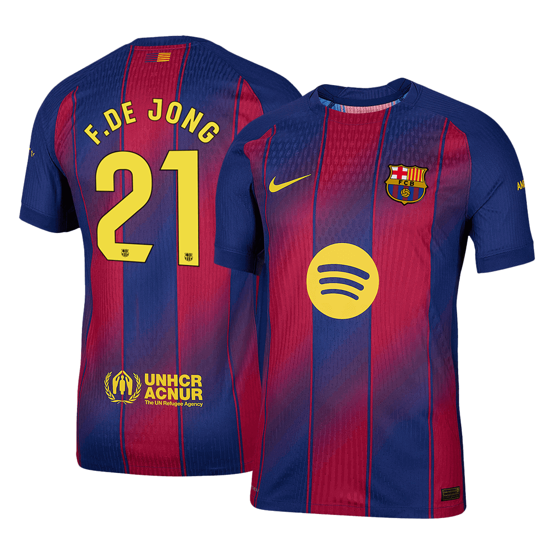 Barcelona F.DE JONG #21 Home Custom Player Version Soccer Jersey 2025/26 - bestsoccerstore