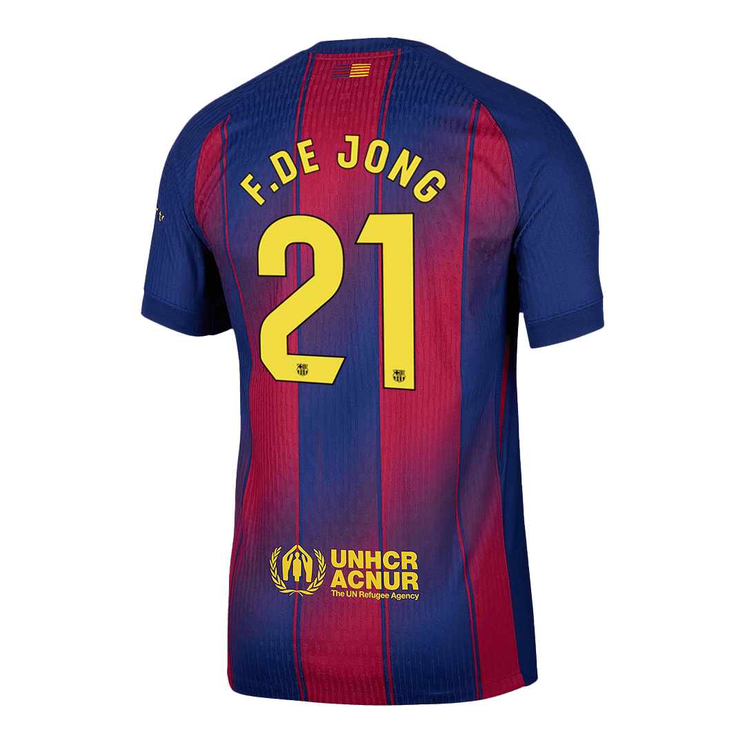 Barcelona F.DE JONG #21 Home Custom Player Version Soccer Jersey 2025/26