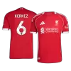 Authentic KERKEZ #6 Soccer Jersey Liverpool Home Shirt 2025/26 - bestsoccerstore