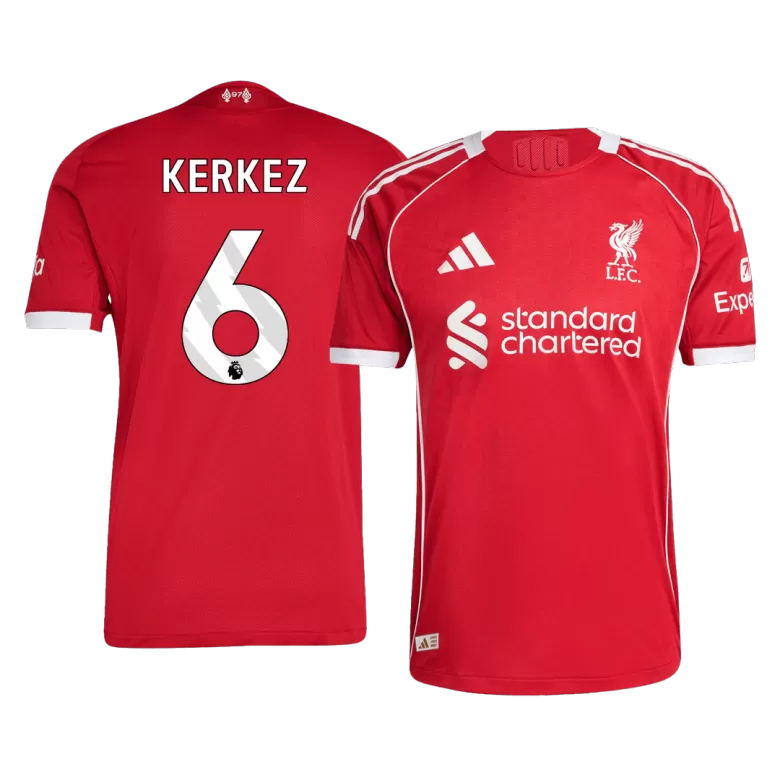 Authentic KERKEZ #6 Soccer Jersey Liverpool Home Shirt 2025/26 - bestsoccerstore
