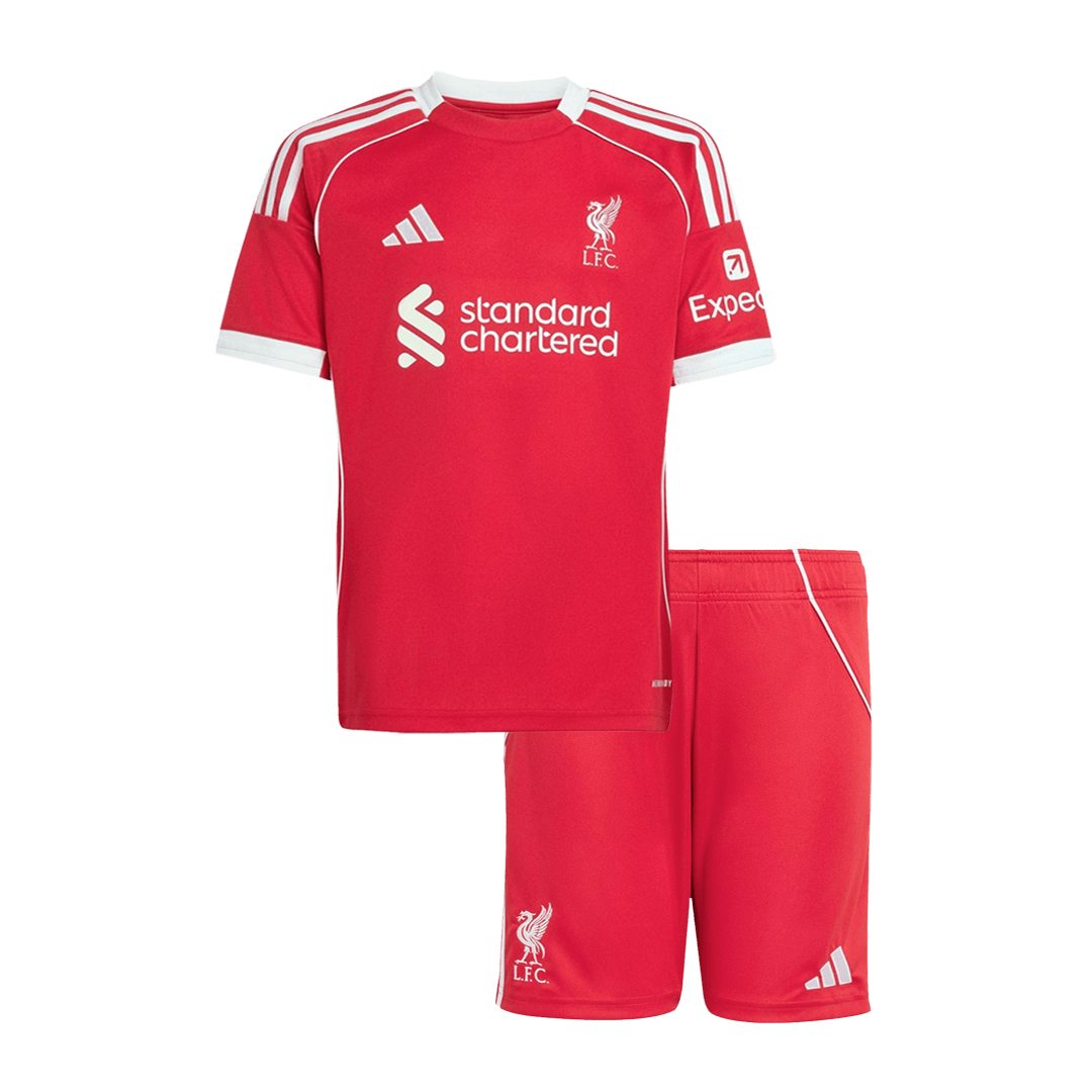 [Free]Kids Liverpool Custom Home Soccer Kits 2025/26 - bestsoccerstore