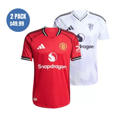 2 Pack - Authentic Manchester United 25/26 Home & Away Soccer Jersey Combination - bestsoccerstore