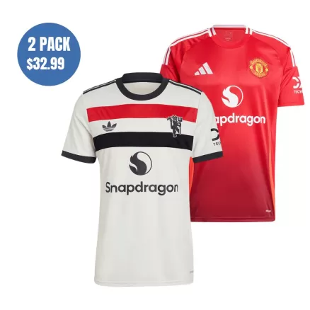 2 Pack - Manchester United 24/25 Home & Third Away Soccer Jersey Combination - bestsoccerstore