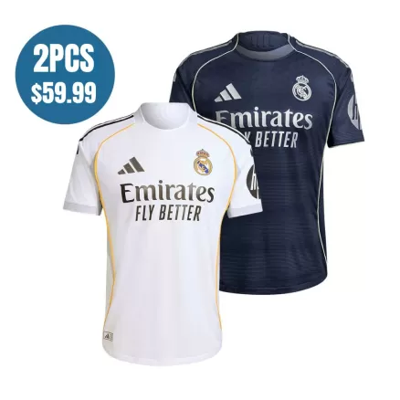 2 Pack - Authentic Real Madrid 25/26 Home & Away Soccer Jersey Combination - bestsoccerstore