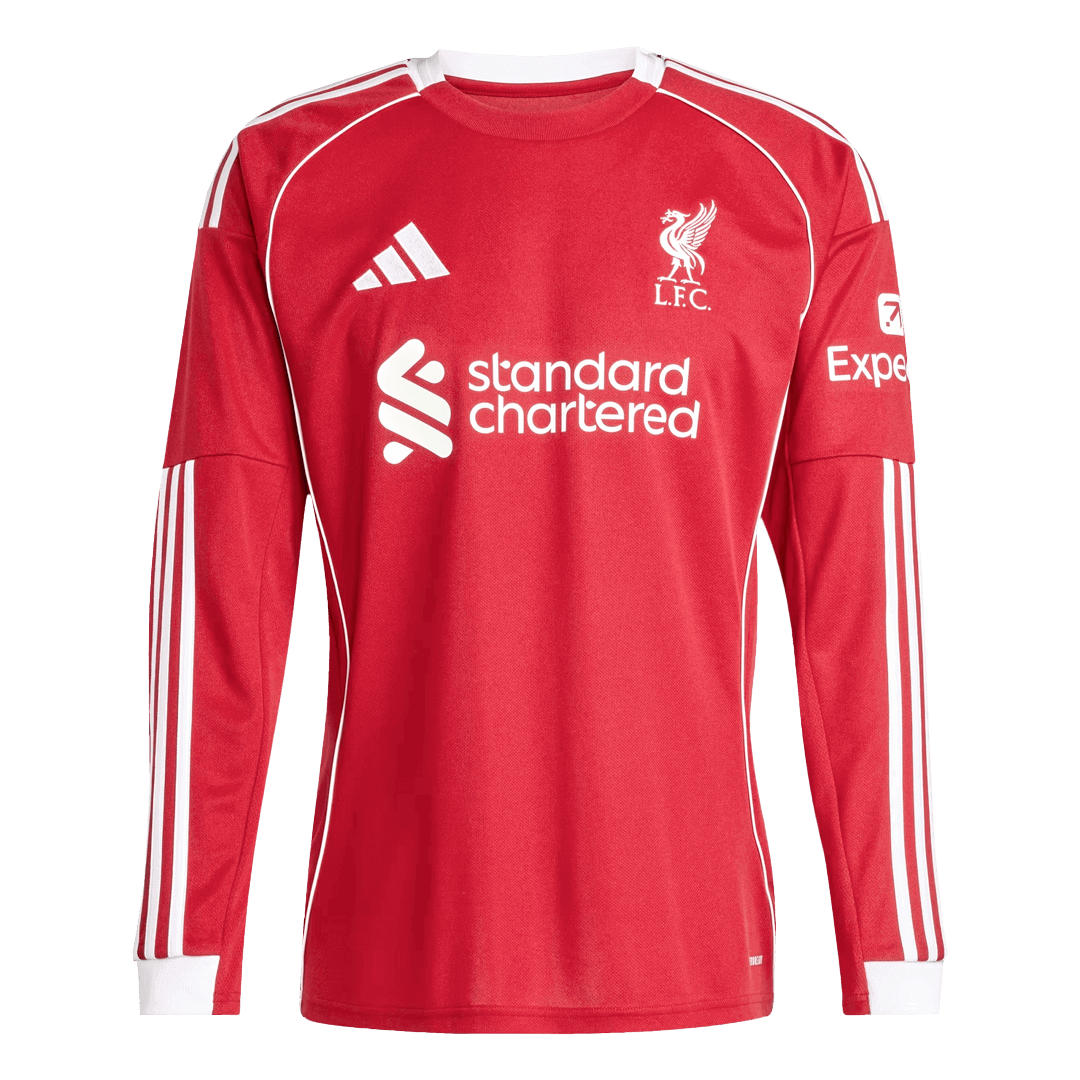 Liverpool Home 2025/26 Custom Long Sleeve Soccer Kit - bestsoccerstore
