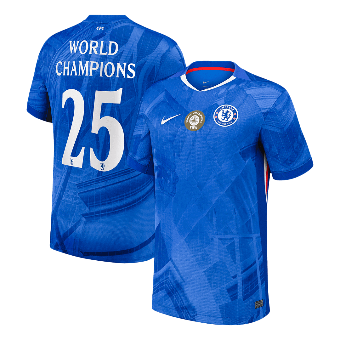 Chelsea Jersey Custom WORLD CHAMPIONS #25 Soccer Jersey Home 2025/26 with chest badge - bestsoccerstore