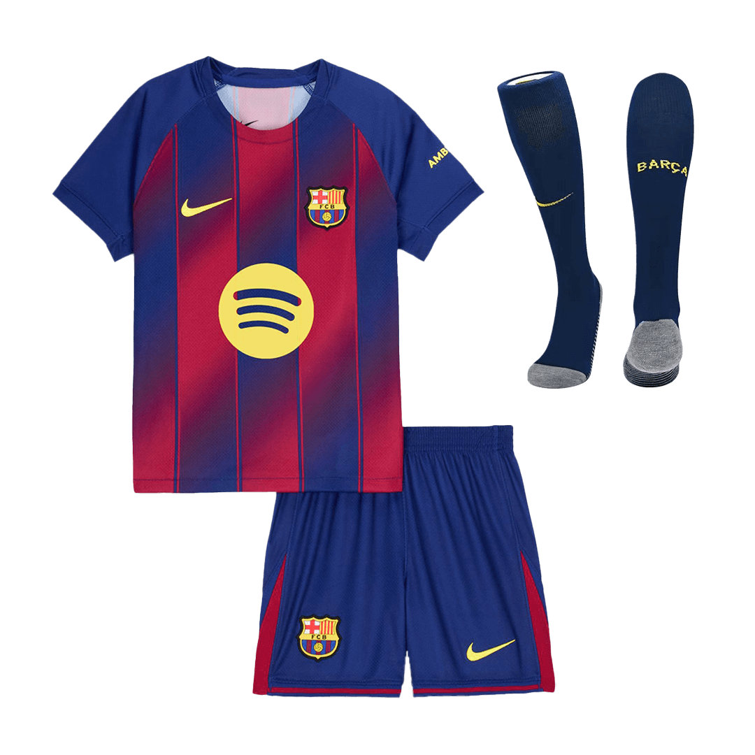 Kids Barcelona Home Custom Full Soccer Kits 2025/26 - bestsoccerstore