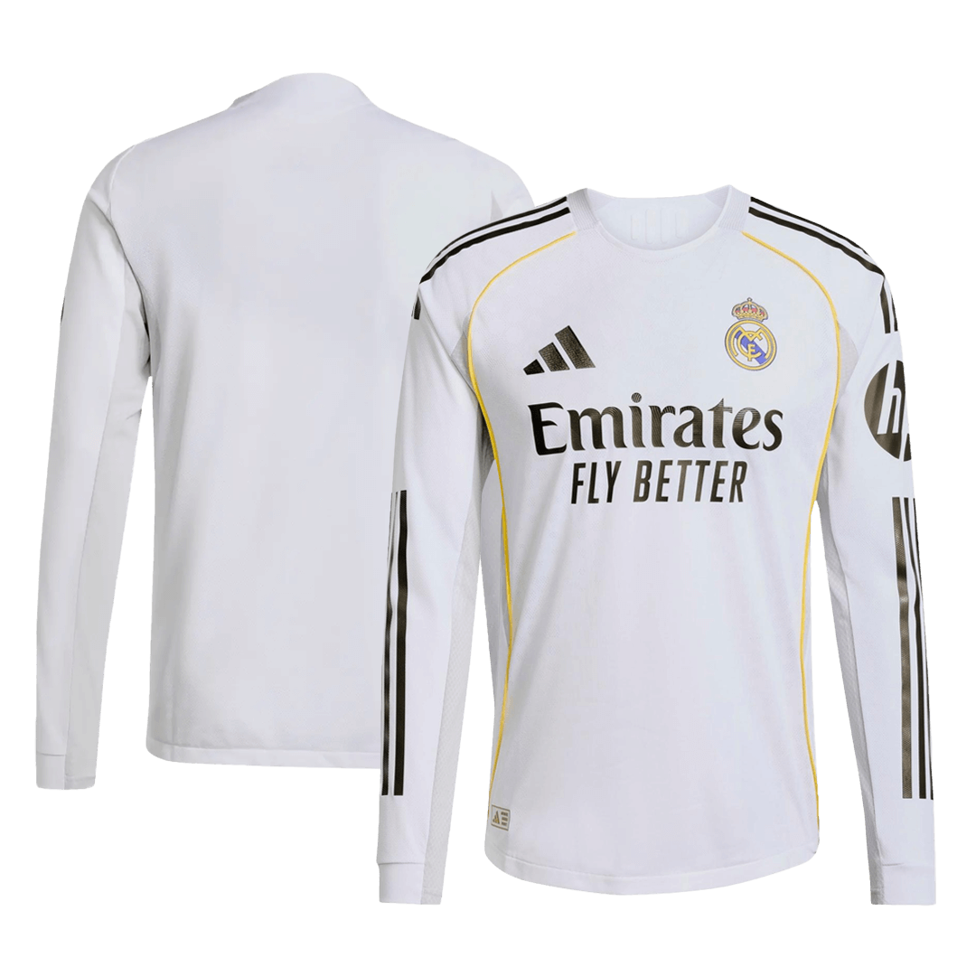 Real Madrid Home Player Version Long Sleeve Soccer Jersey 2025/26 - bestsoccerstore