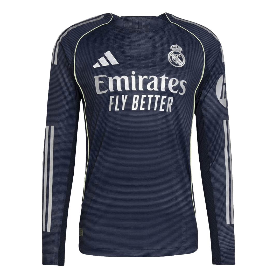 Real Madrid Away Player Version Long Sleeve Soccer Jersey 2025/26 - bestsoccerstore