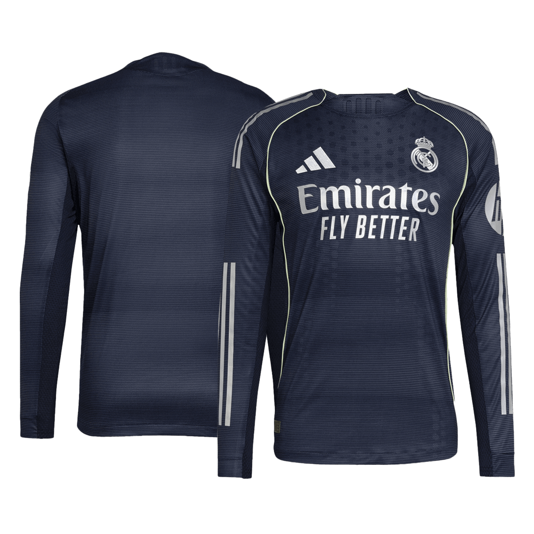 Real Madrid Away Player Version Long Sleeve Soccer Jersey 2025/26